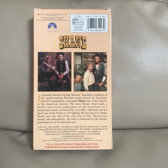 SHANE 1952 VHS Video Cassette - Picture 2 of 3